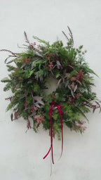 Make your own Christmas Wreath Kit | DIY Wreath Kit | Seasonal Fresh Flowers | Burgundy Christmas Door Wreath | PREORDER from 24th Nov